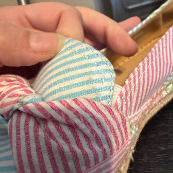Talbots Pastel Striped Espadrilles with Bow Sz 7.5 - Picture 12 of 14